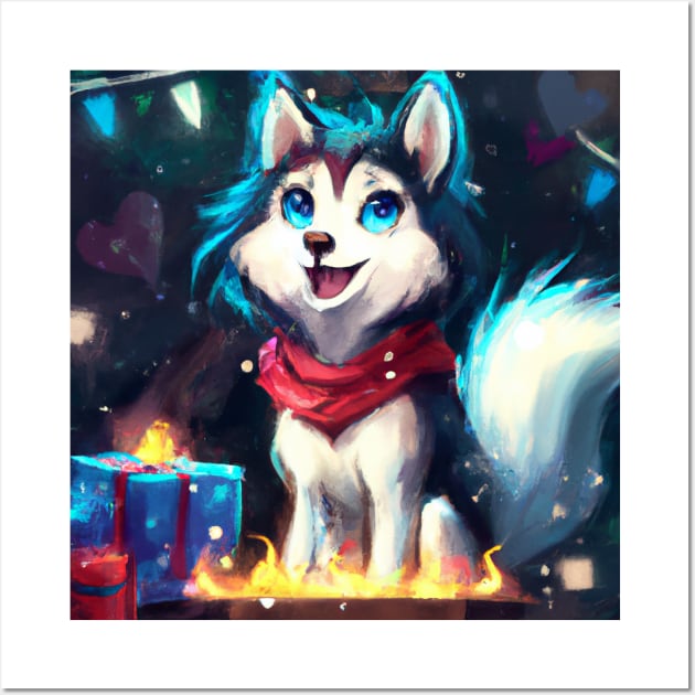 Cute Husky Drawing Wall Art by Play Zoo